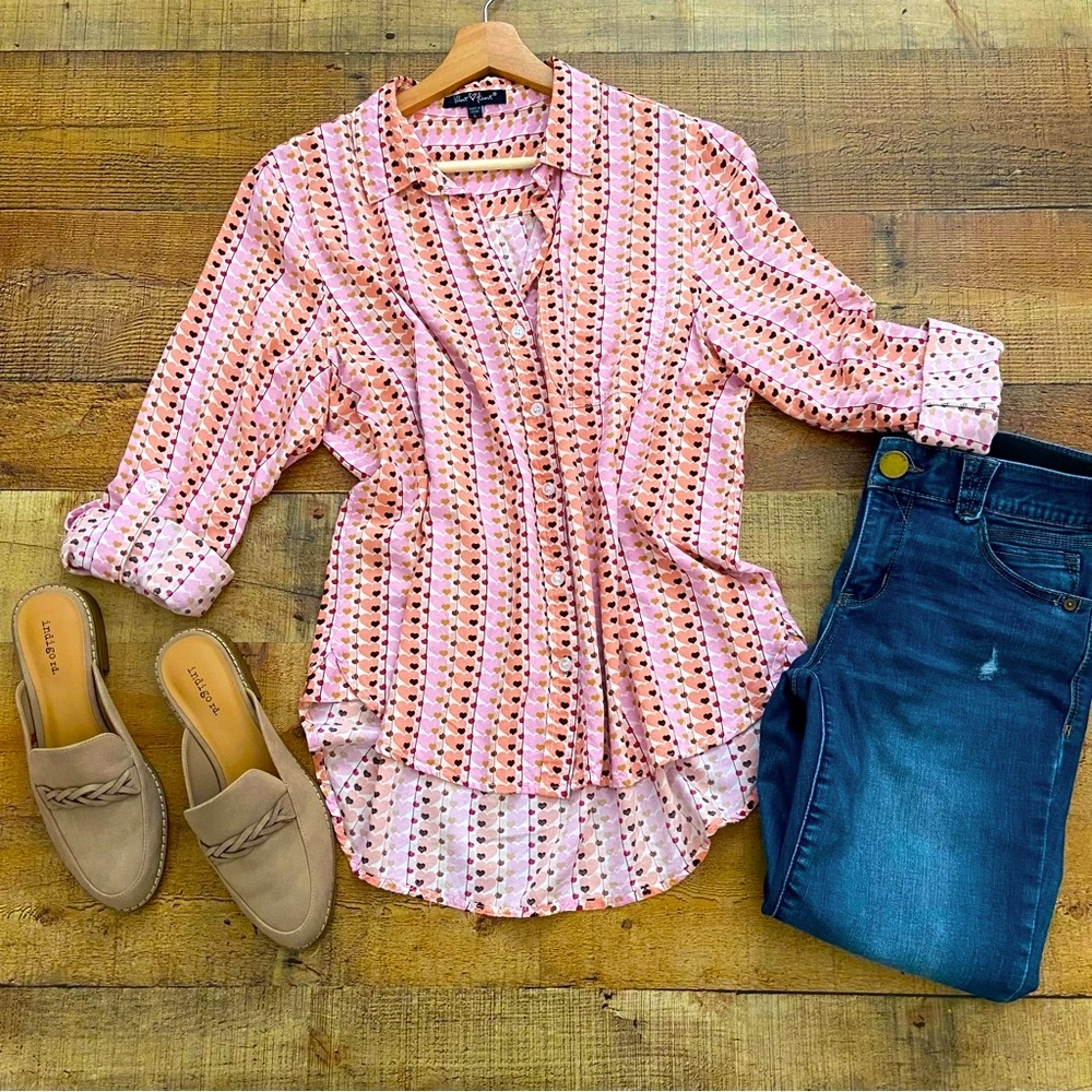 VELVET HEART Button Down Heart Blouse